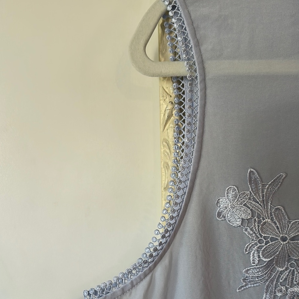 REITMANS | Vintage Embroidered Sleeveless Blue Button Up Sheer Blouse Top - Picture 7 of 12